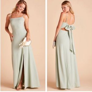 Birdy Grey Sage Green Crepe Benny Sleeveless Tye Back Event Dress